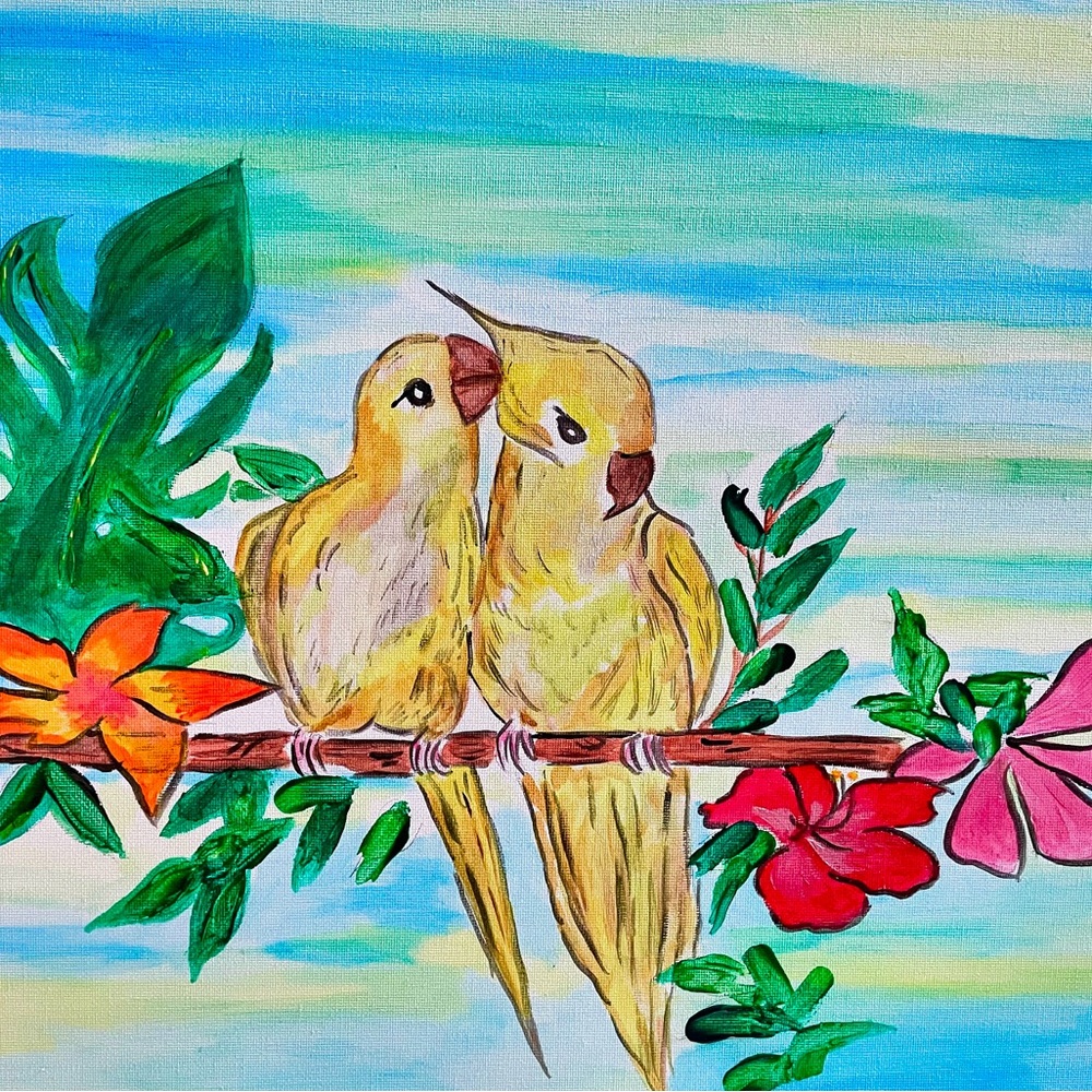 I drew this two love bird original painting. I’m selling this for $180.